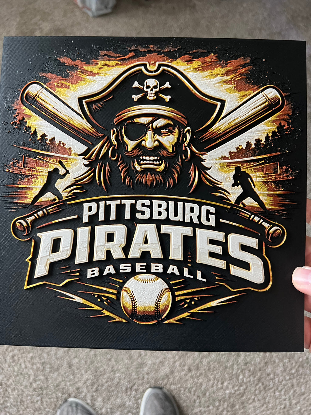 Pittsburg Pirates Baseball – Custom 3D Printed Wall Art