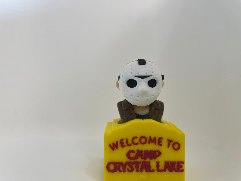 Hockey Mask Camp Display – Spooky Desk Decor – product photo
