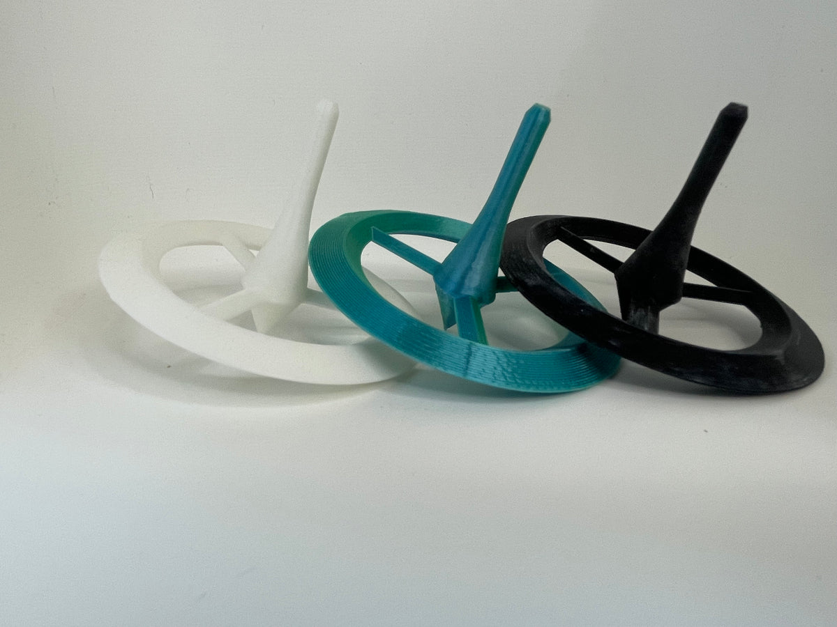 Ring Spinning Top – White, Teal & Black – product photo