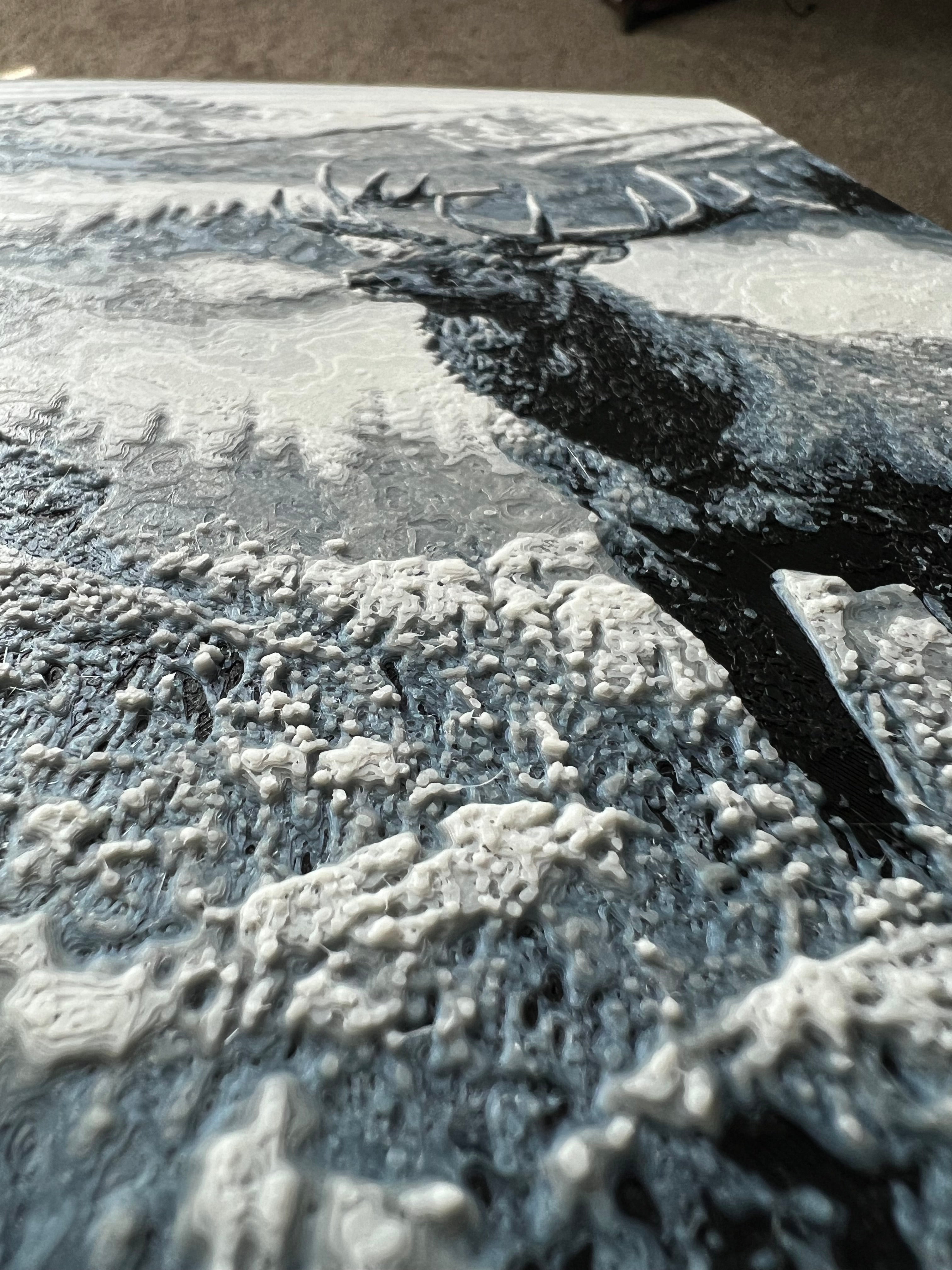 🦌 Elk Mountain Scene – 3D Printed Wildlife Wall Art 🏔️