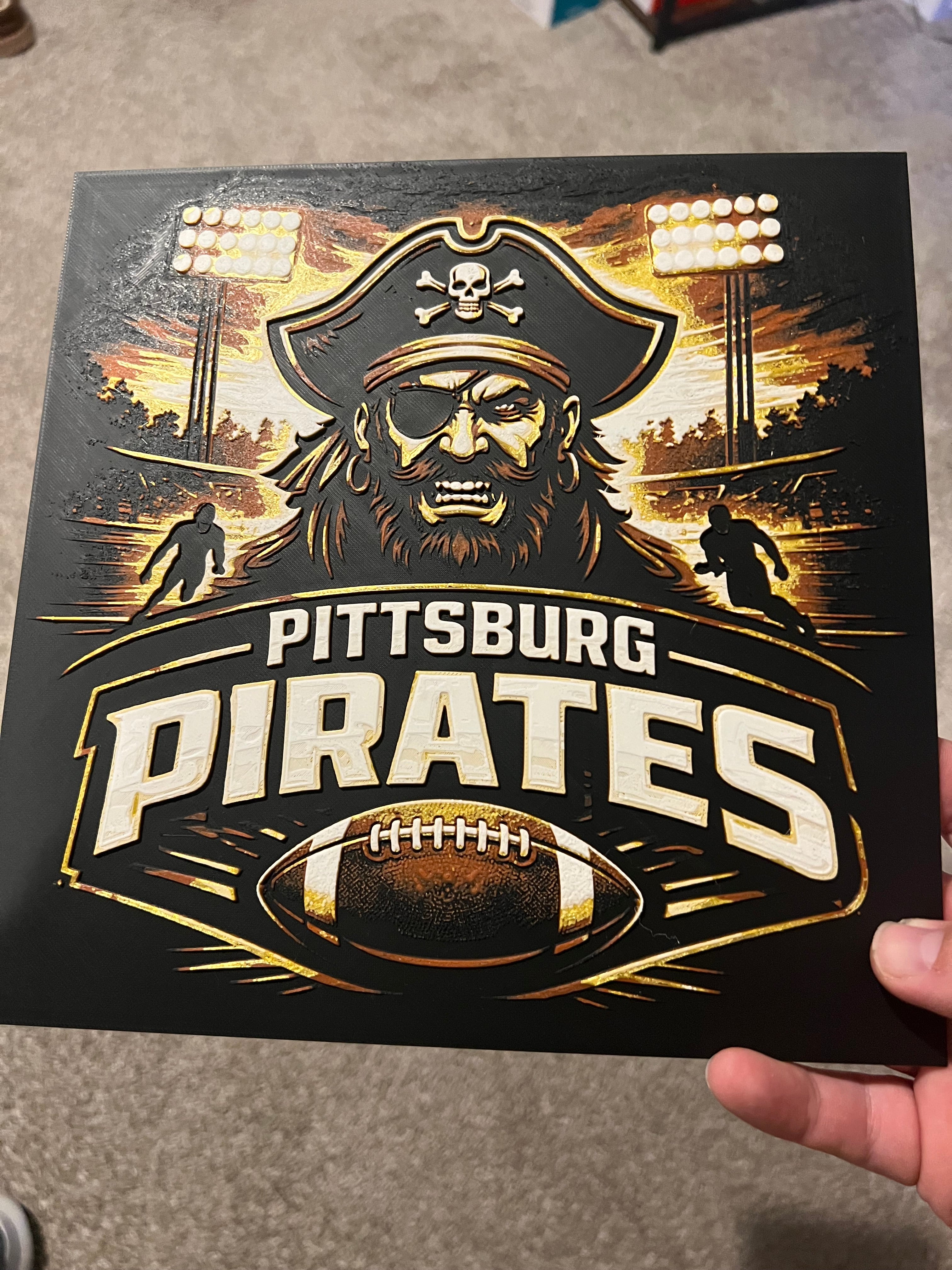 Pittsburg Pirates Football – Custom 3D Printed Wall Art