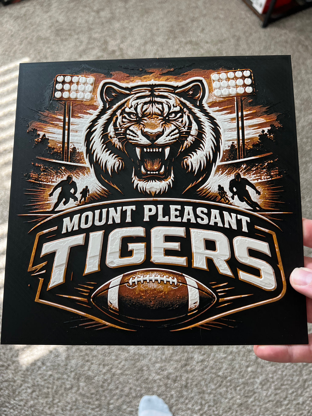 Tiger Football – Custom 3D Printed Wall Art
