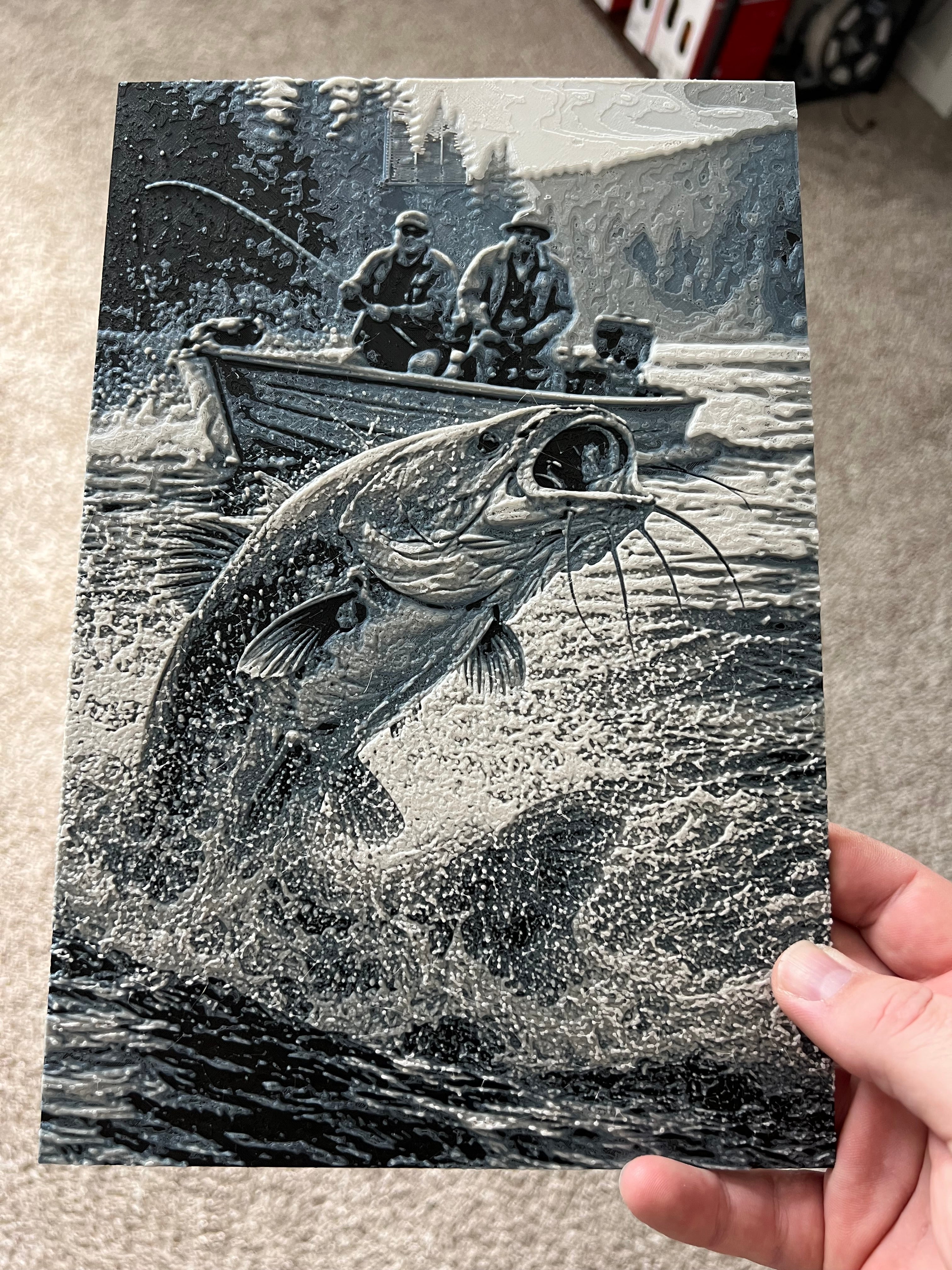 🎣 Jumping Catfish – 3D Printed Fishing Wall Art 🐟