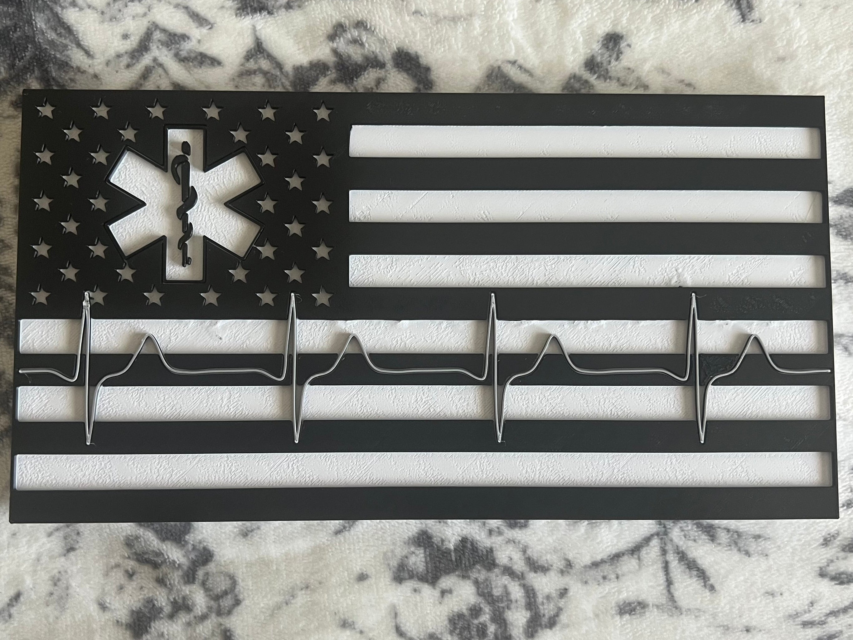 Thin White Line Medical Flag – 3D Printed Wall Art
