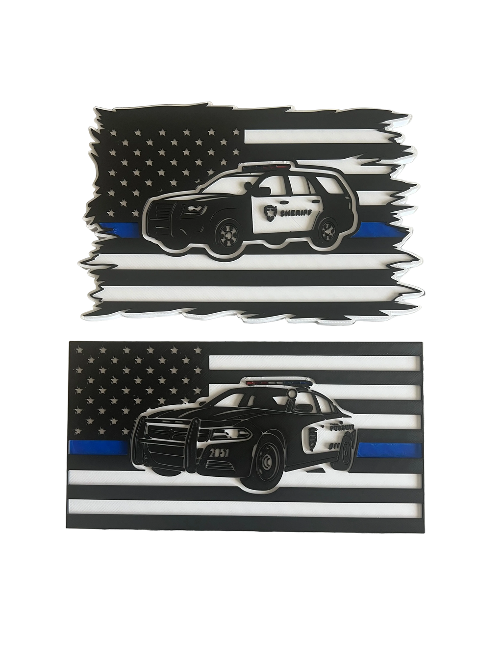 Thin Blue Line Police Flag – 3D Printed Wall Art