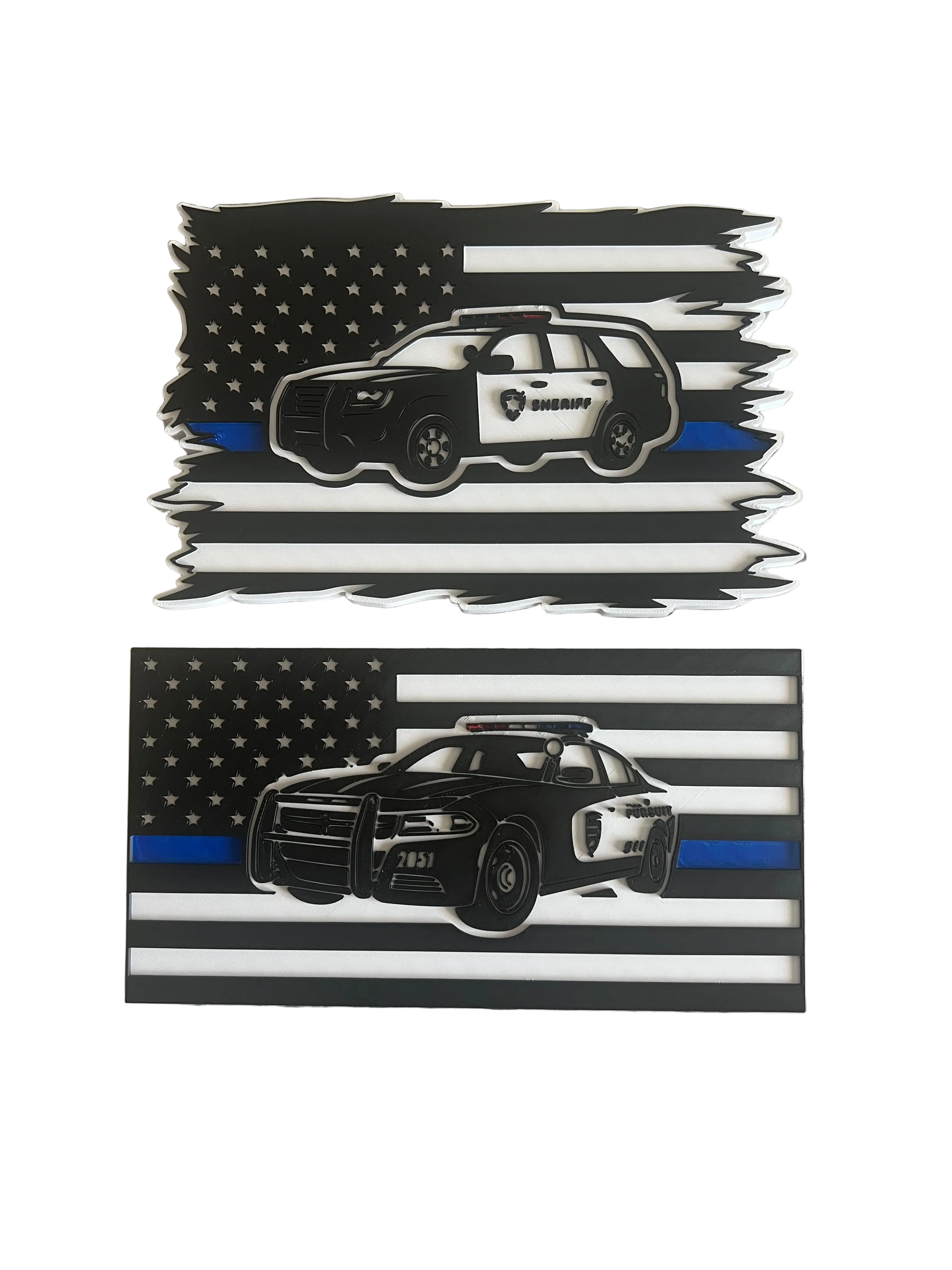 Thin Blue Line Police Flag – 3D Printed Wall Art