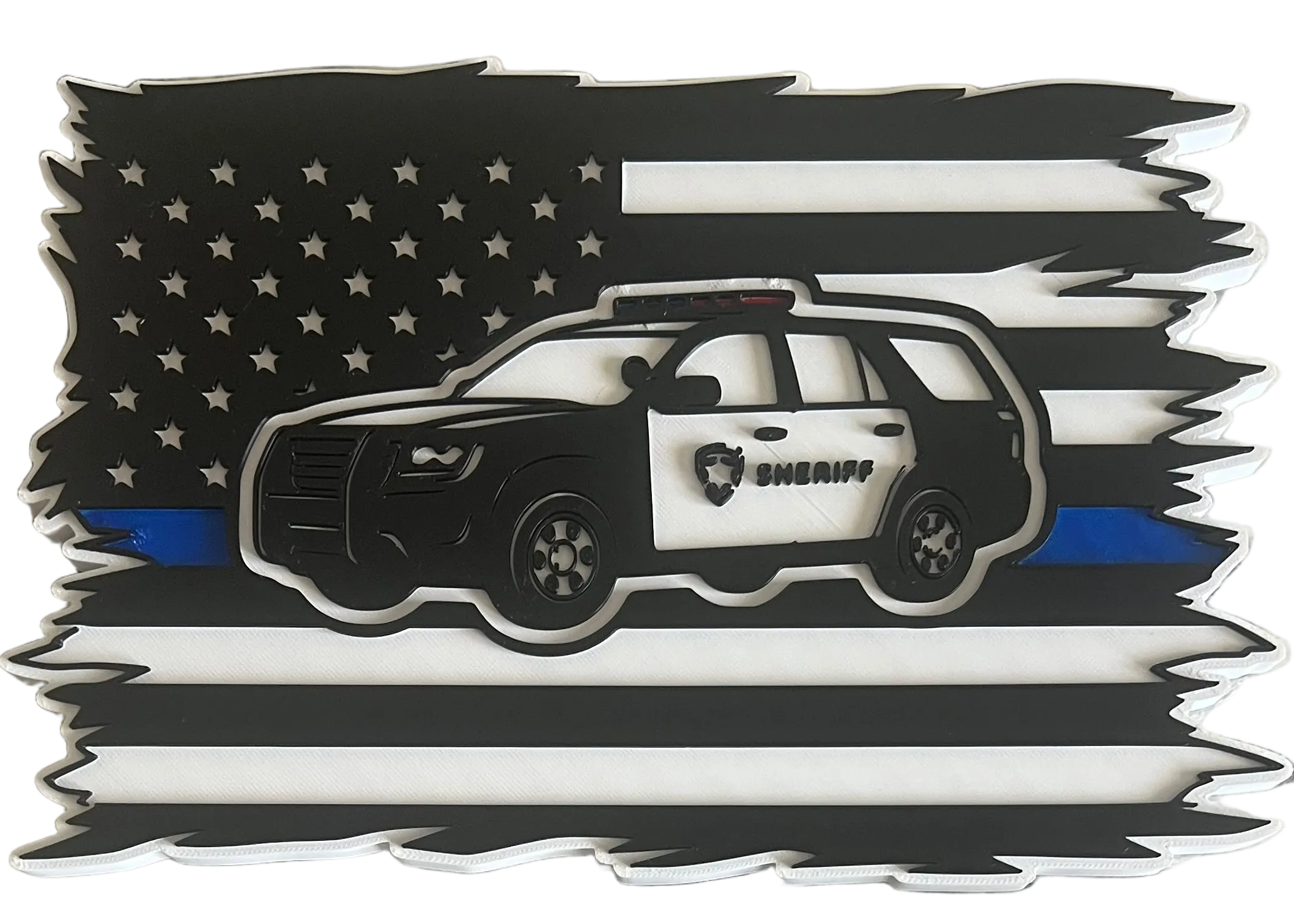 Thin Blue Line Police Flag – 3D Printed Wall Art