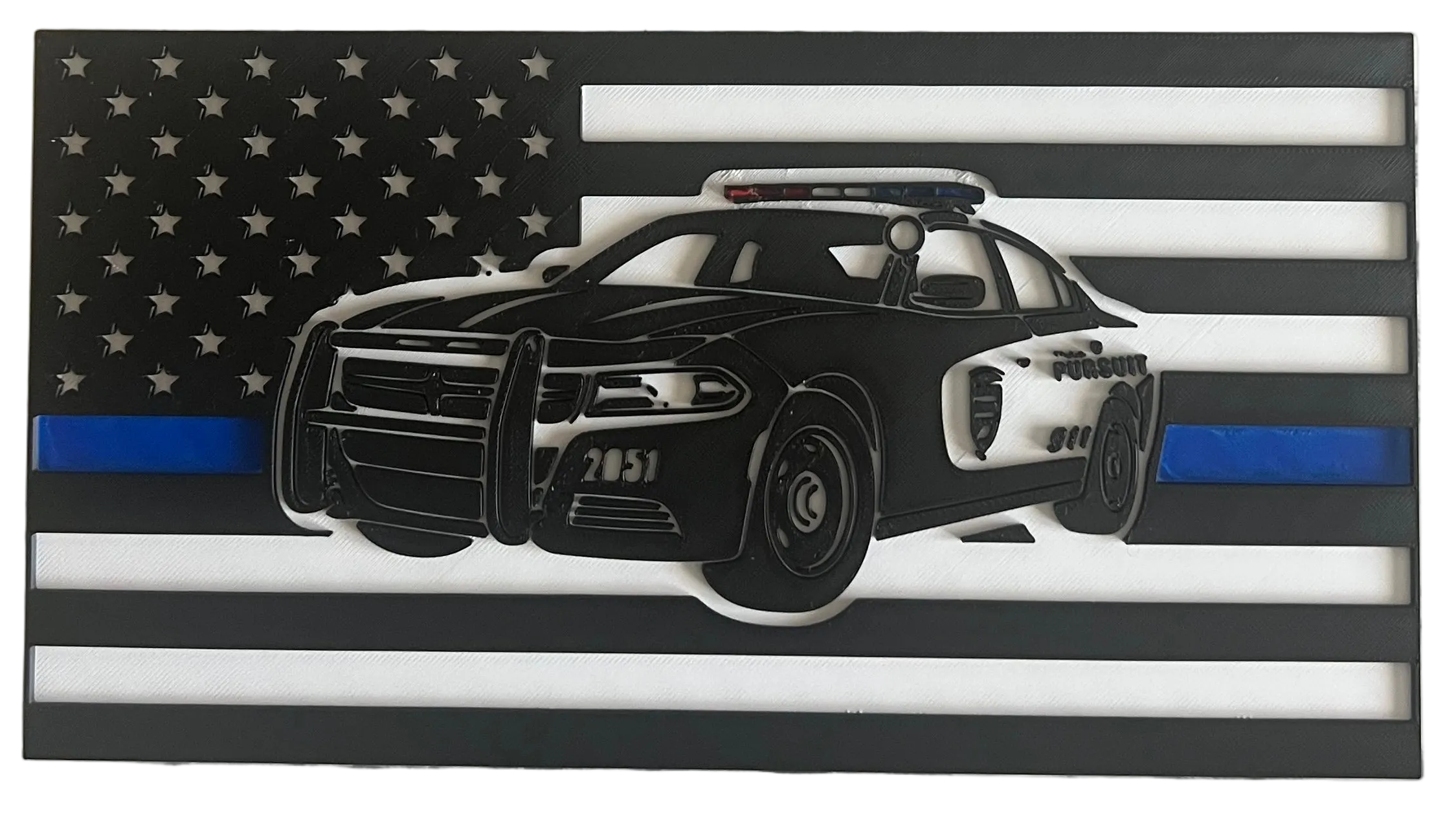 Thin Blue Line Police Flag – 3D Printed Wall Art