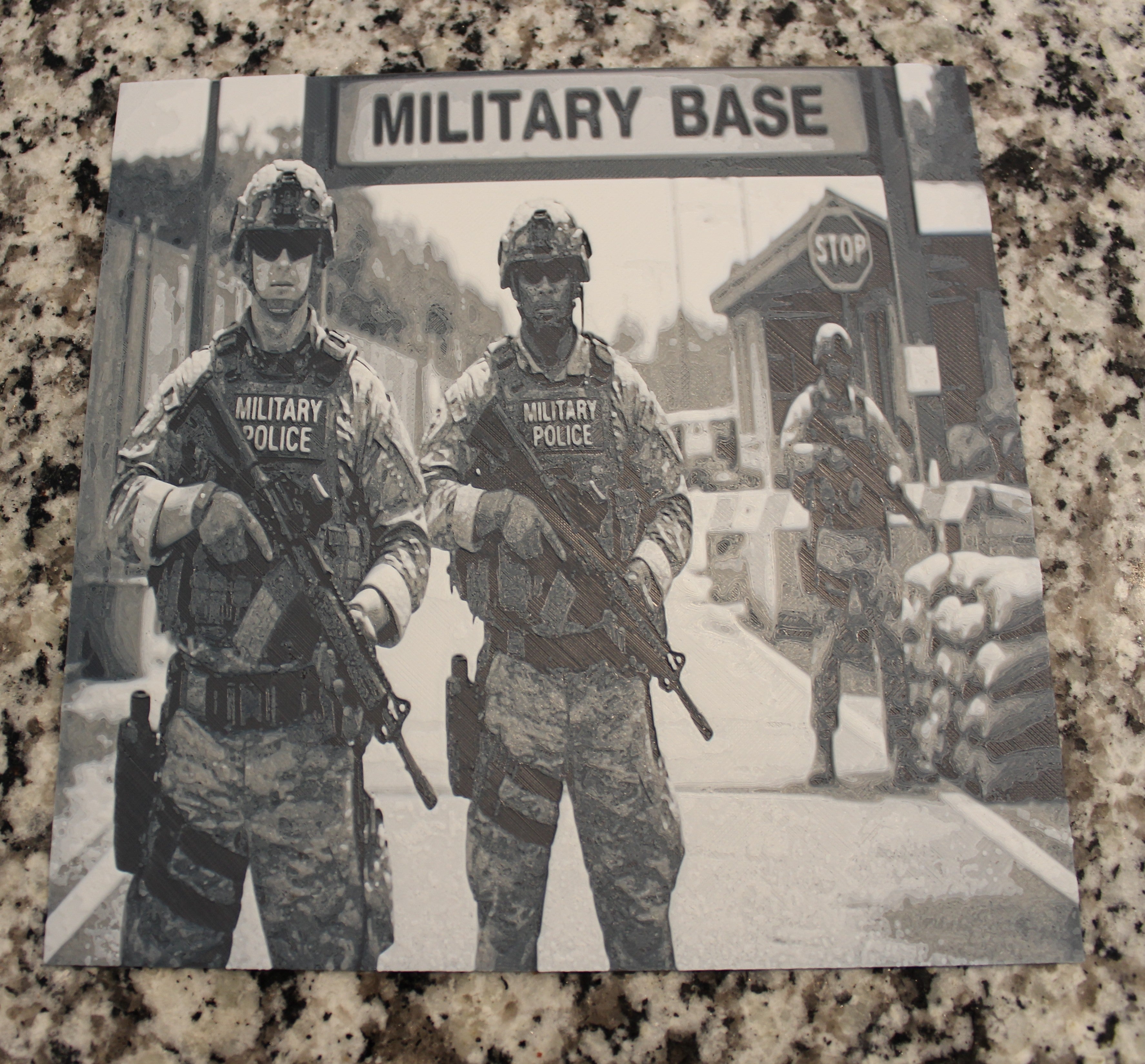 3D Printed Military Base Patrol Hueforge Art