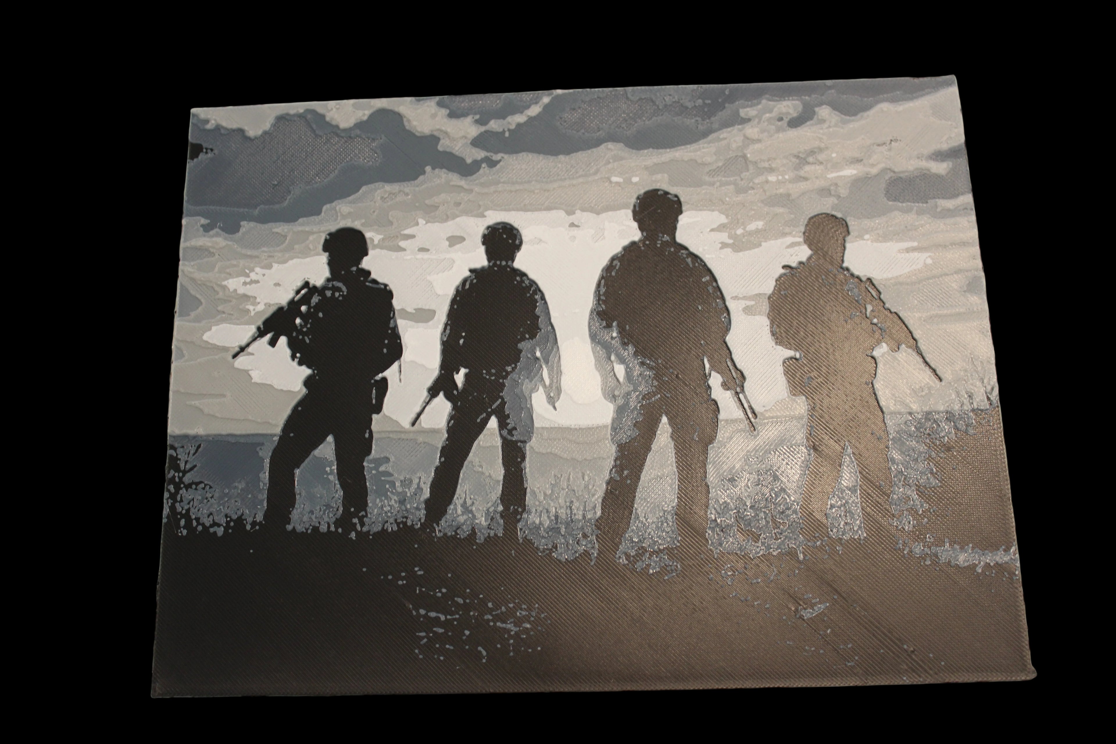 3D Printed Military Squad Silhouette Hueforge Art