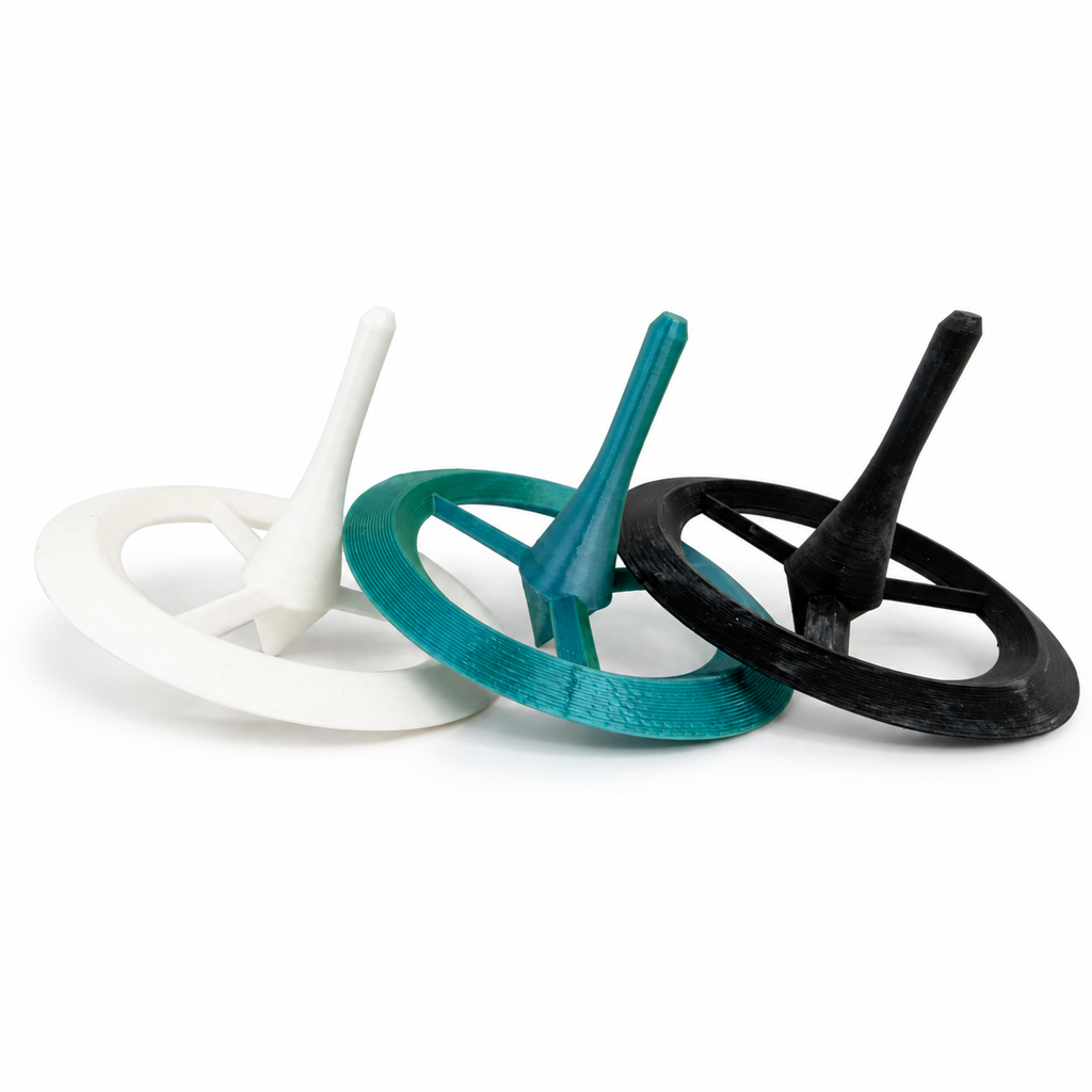 Ring Spinning Top – White, Teal & Black – product photo
